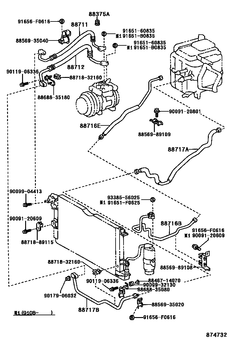 Toyota HILUX Heating & Air Conditioning - Cooler Piping EPC diagram — 874732