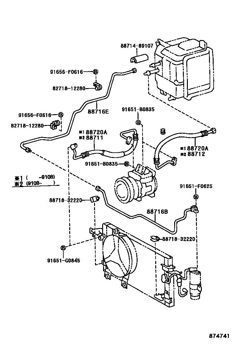 Toyota HILUX Heating & Air Conditioning - Cooler Piping EPC diagram — 874741