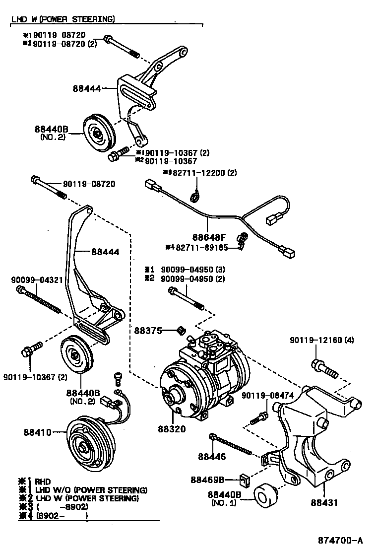 Toyota HILUX Heating & Air Conditioning - Compressor EPC diagram — 874700A
