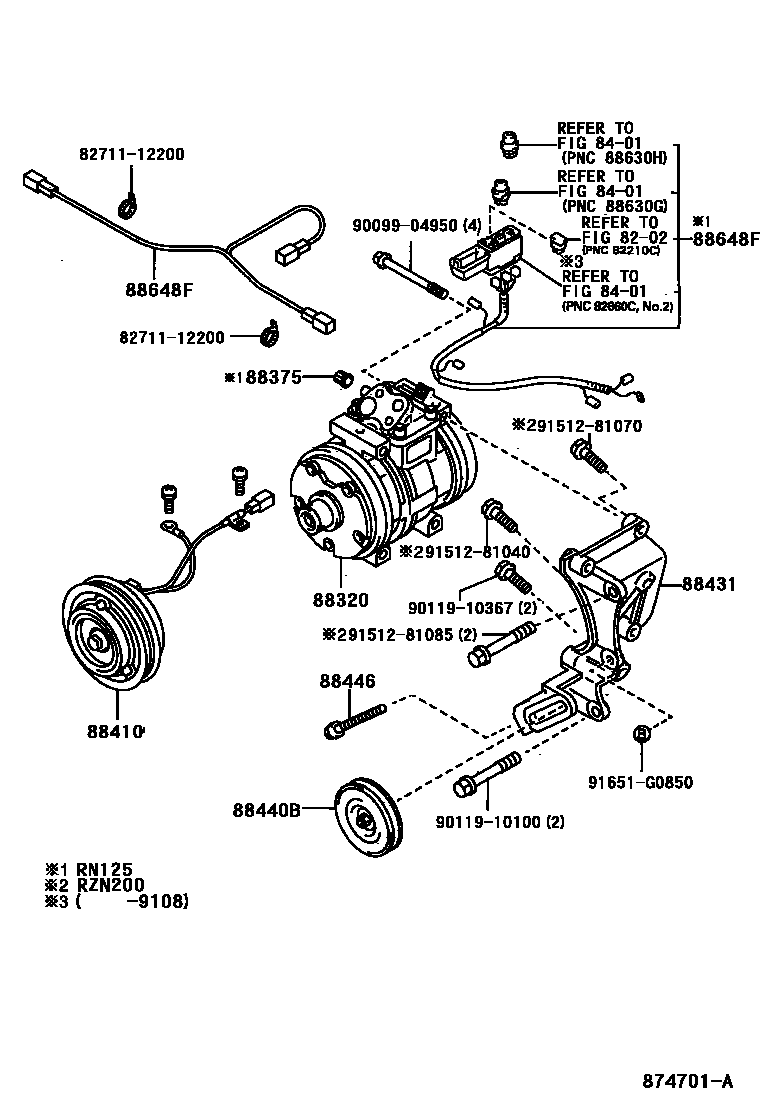 Toyota HILUX Heating & Air Conditioning - Compressor EPC diagram — 874701A