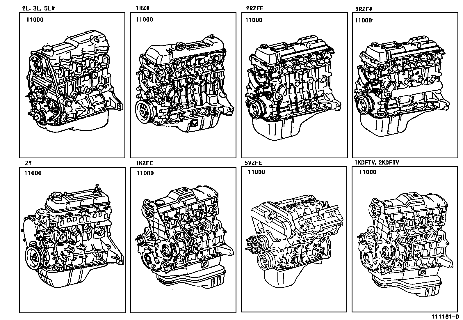 Toyota HILUX Partial Engine Assembly EPC diagram — 111161D