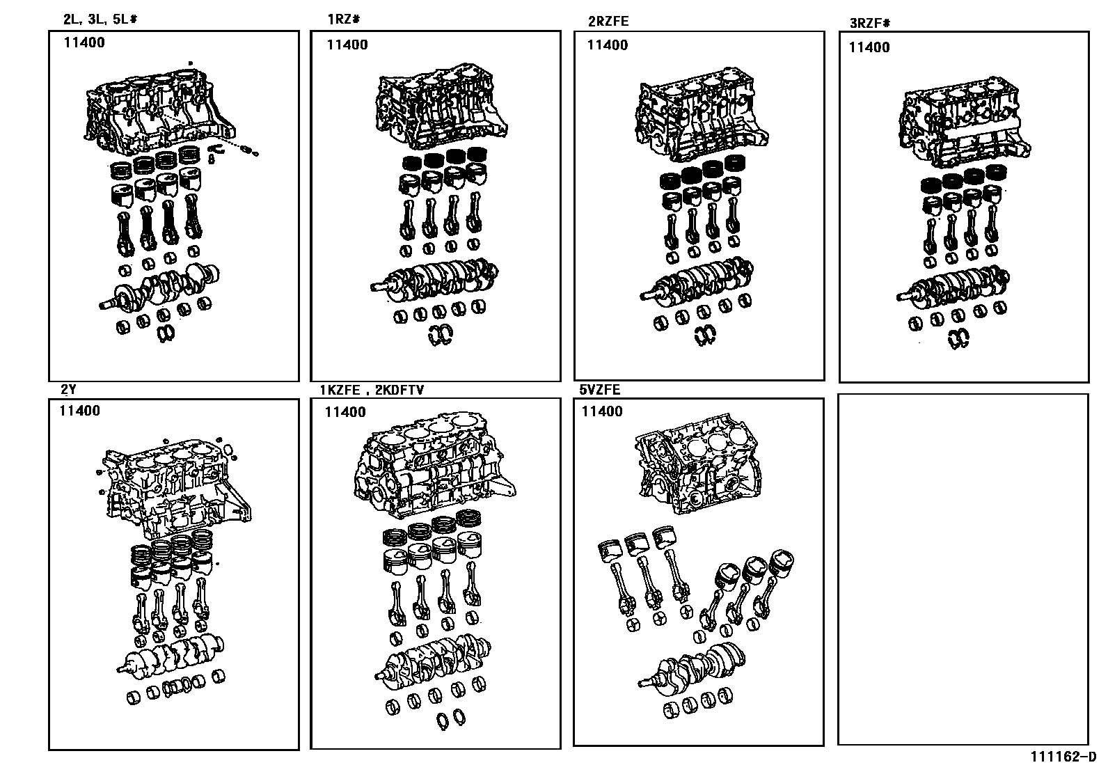 Toyota HILUX Short Block Assembly EPC diagram — 111162D