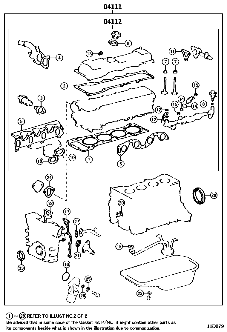 Toyota HILUX Engine Overhaul Gasket Kit EPC diagram — 11D079