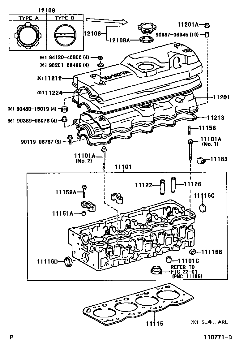 Toyota HILUX Cylinder Head EPC diagram — 110771D