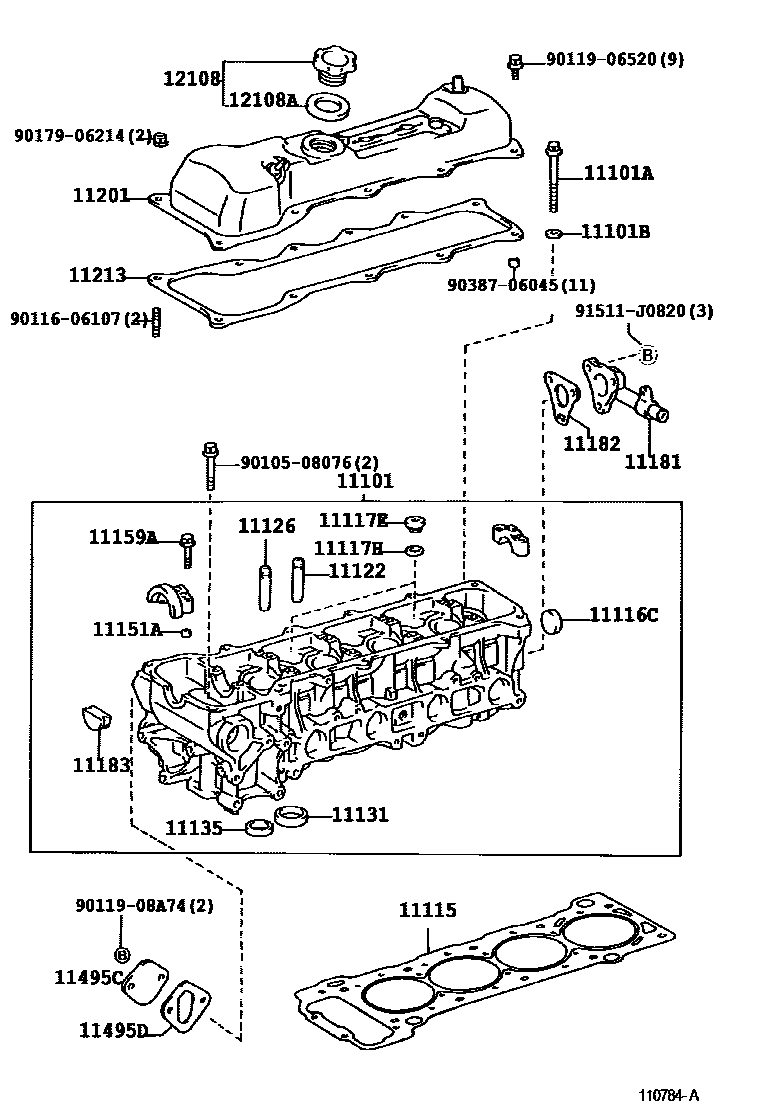Toyota HILUX Cylinder Head EPC diagram — 110784A