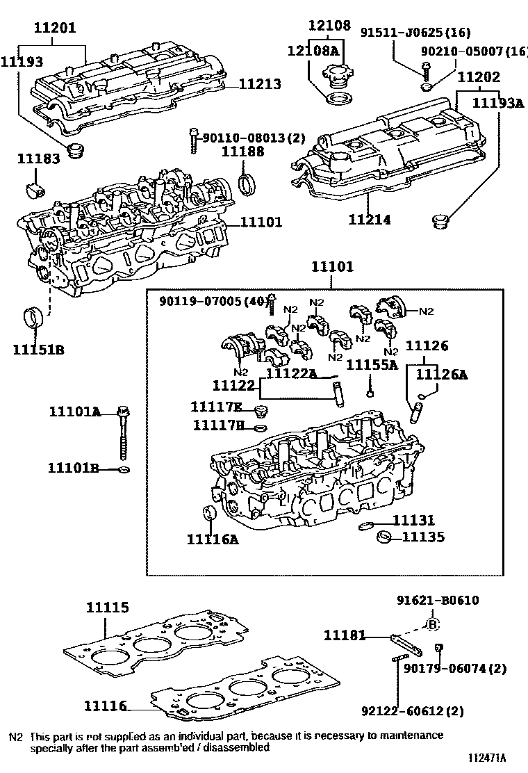 Toyota HILUX Cylinder Head EPC diagram — 112471A
