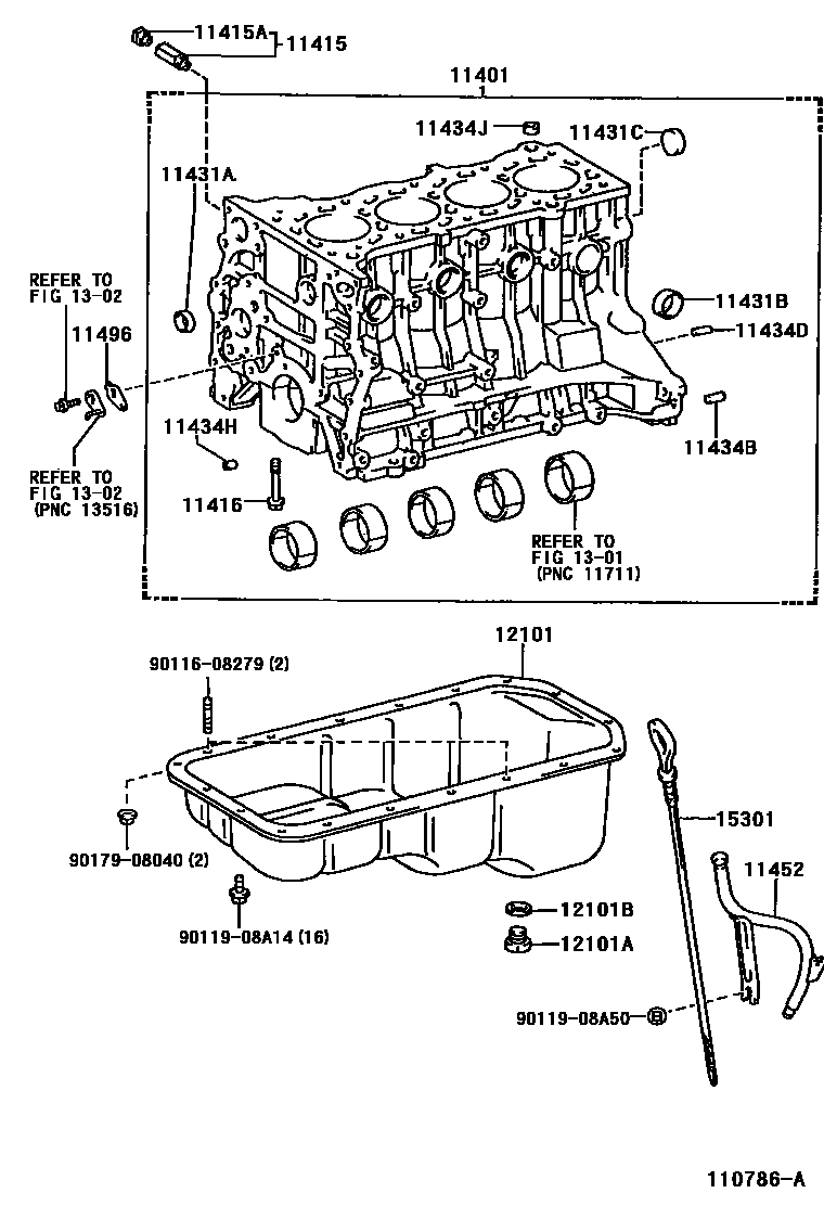 Toyota HILUX Cylinder Block EPC diagram — 110786A