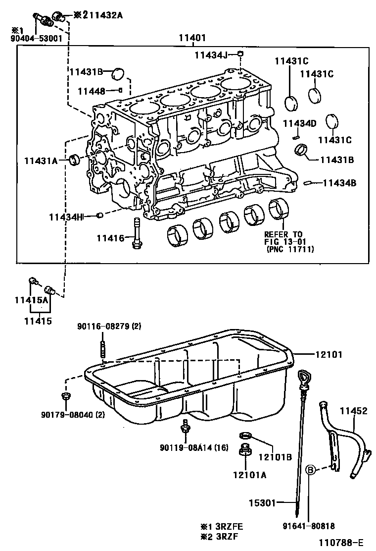 Toyota HILUX Cylinder Block EPC diagram — 110788E