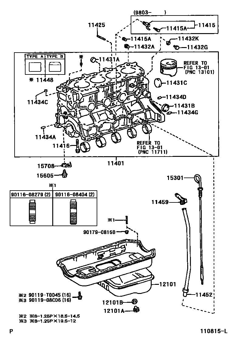Toyota HILUX Cylinder Block EPC diagram — 110815L