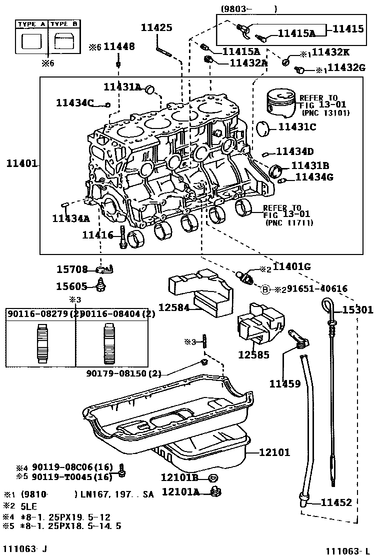 Toyota HILUX Cylinder Block EPC diagram — 111063L