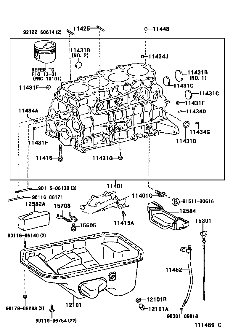 Toyota HILUX Cylinder Block EPC diagram — 111489C