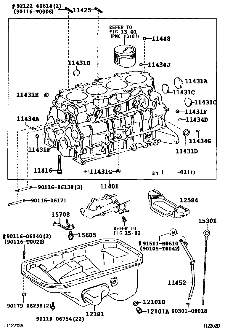 Toyota HILUX Cylinder Block EPC diagram — 112202D