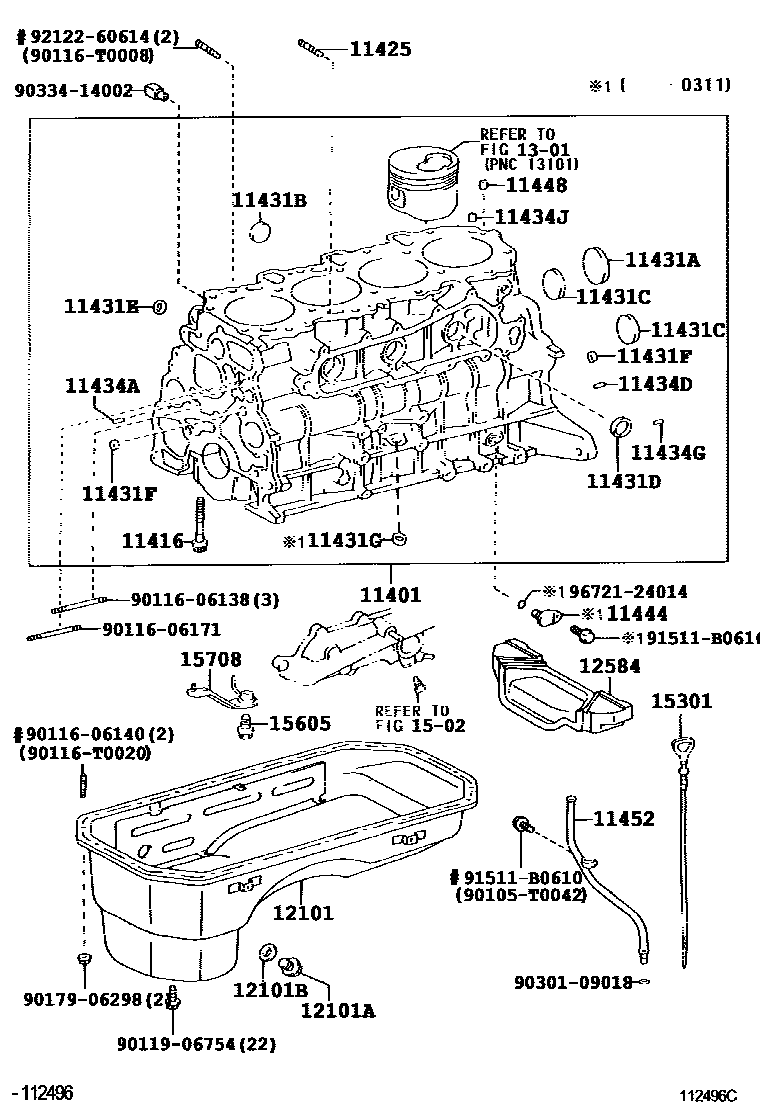 Toyota HILUX Cylinder Block EPC diagram — 112496C