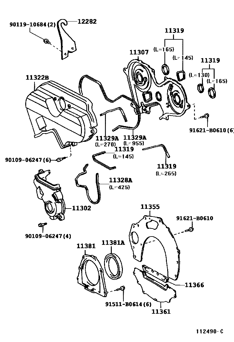 Toyota HILUX Timing Gear Cover & Rear End Plate EPC diagram — 112490C