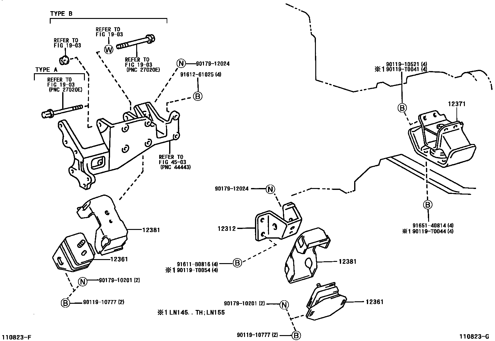 Toyota HILUX Engine Mounting EPC diagram — 110823G