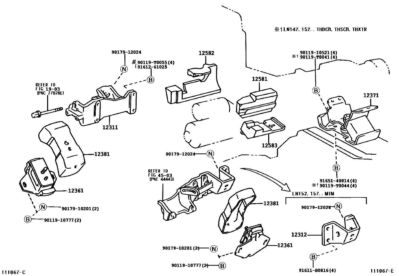 Toyota HILUX Engine Mounting EPC diagram — 111067E