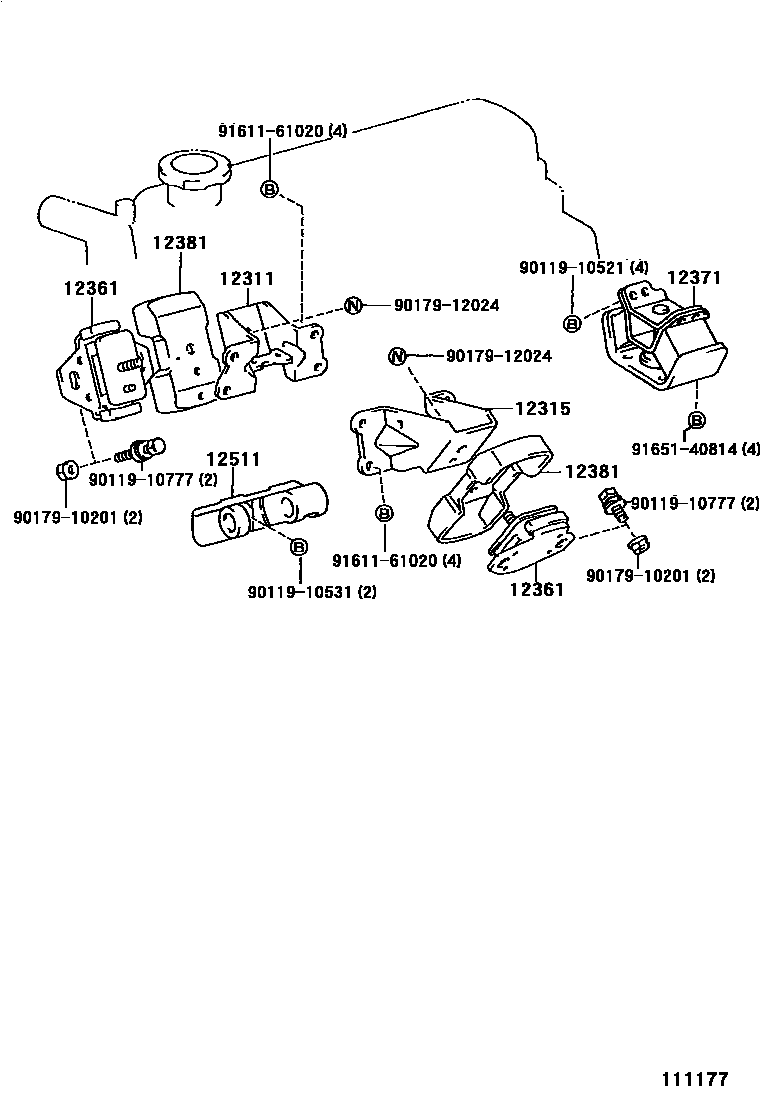 Toyota HILUX Engine Mounting EPC diagram — 111177