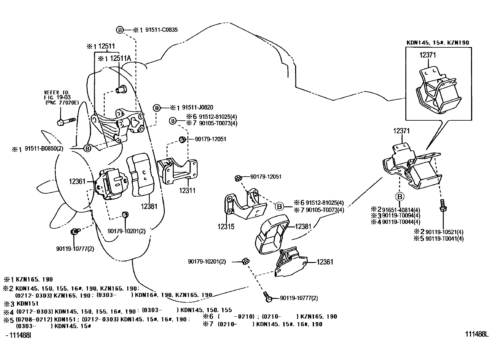 Toyota HILUX Engine Mounting EPC diagram — 111488L