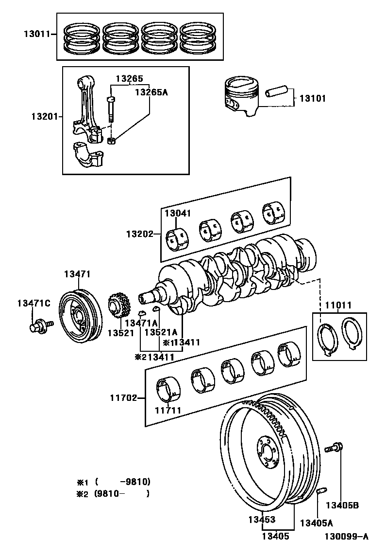 Toyota HILUX Crankshaft & Piston EPC diagram — 130099A