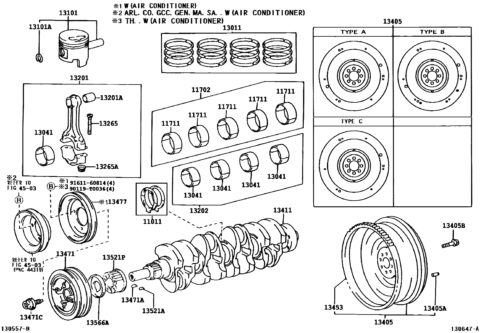 Toyota HILUX Crankshaft & Piston EPC diagram — 130647A