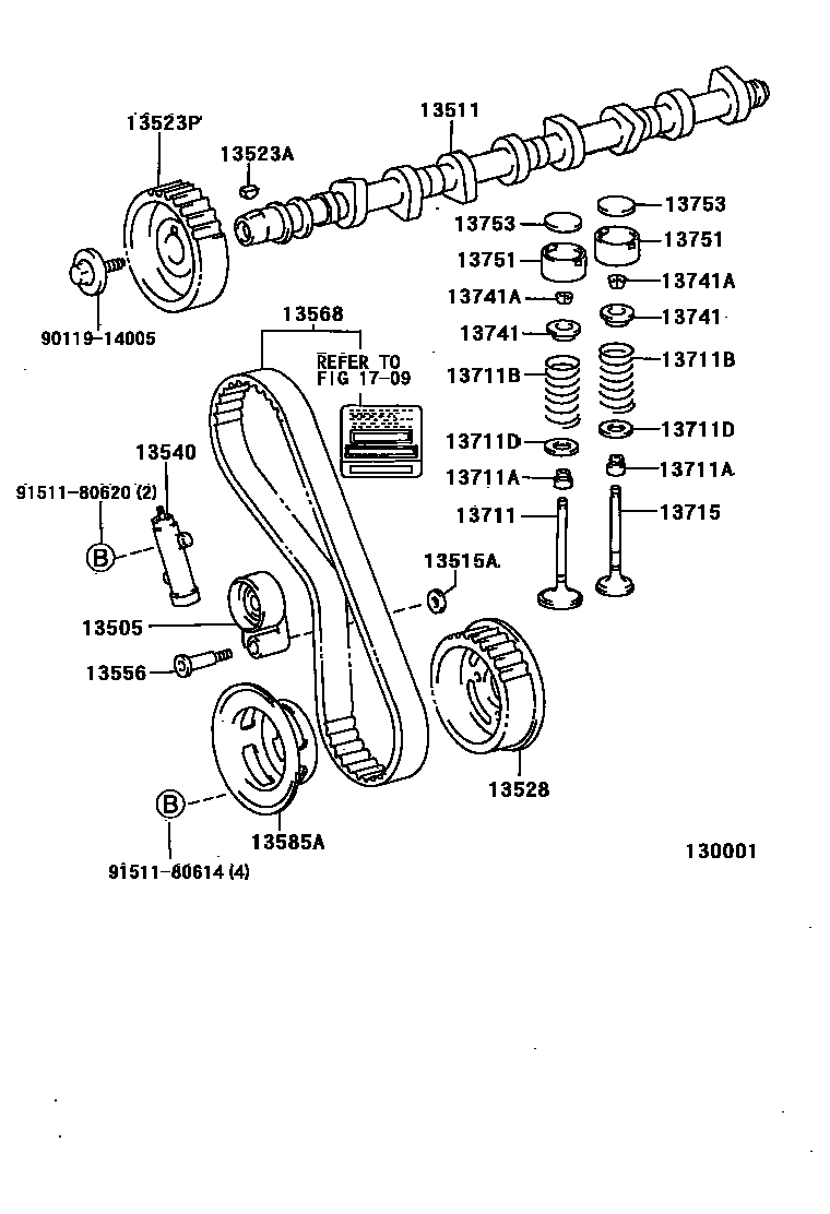 Toyota HILUX Camshaft & Valve EPC diagram — 130001