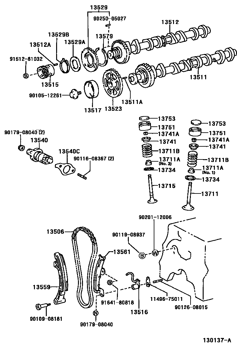 Toyota HILUX Camshaft & Valve EPC diagram — 130137A