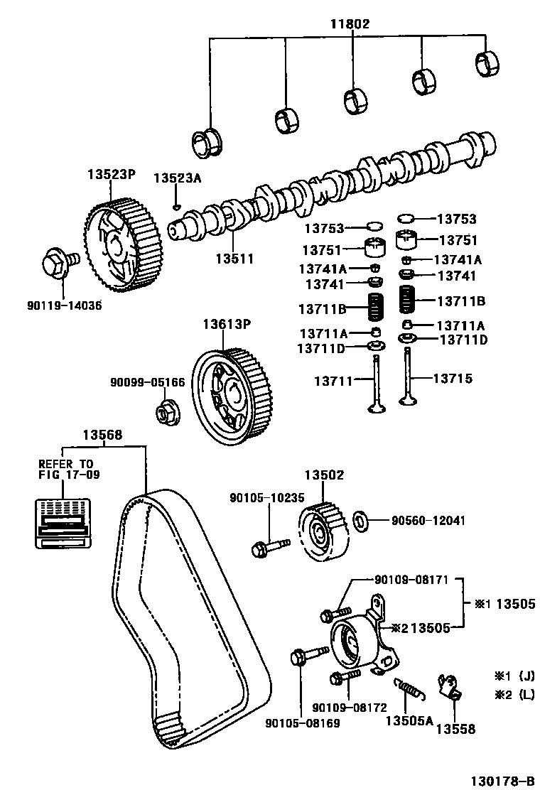 Toyota HILUX Camshaft & Valve EPC diagram — 130178B