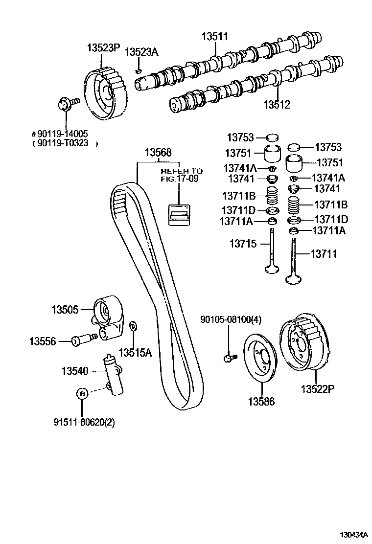 Toyota HILUX Camshaft & Valve EPC diagram — 130434A