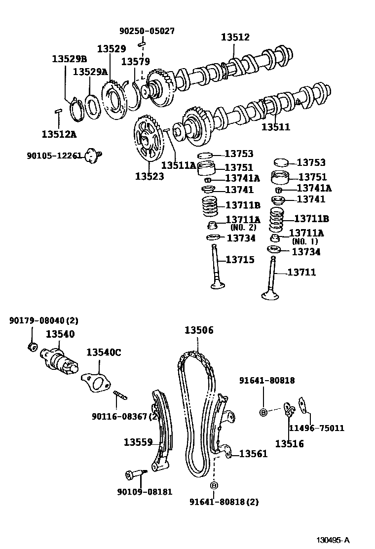 Toyota HILUX Camshaft & Valve EPC diagram — 130495A
