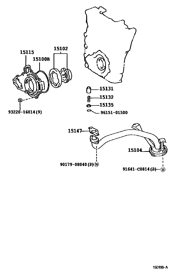 Toyota HILUX Engine Oil Pump EPC diagram — 150198A