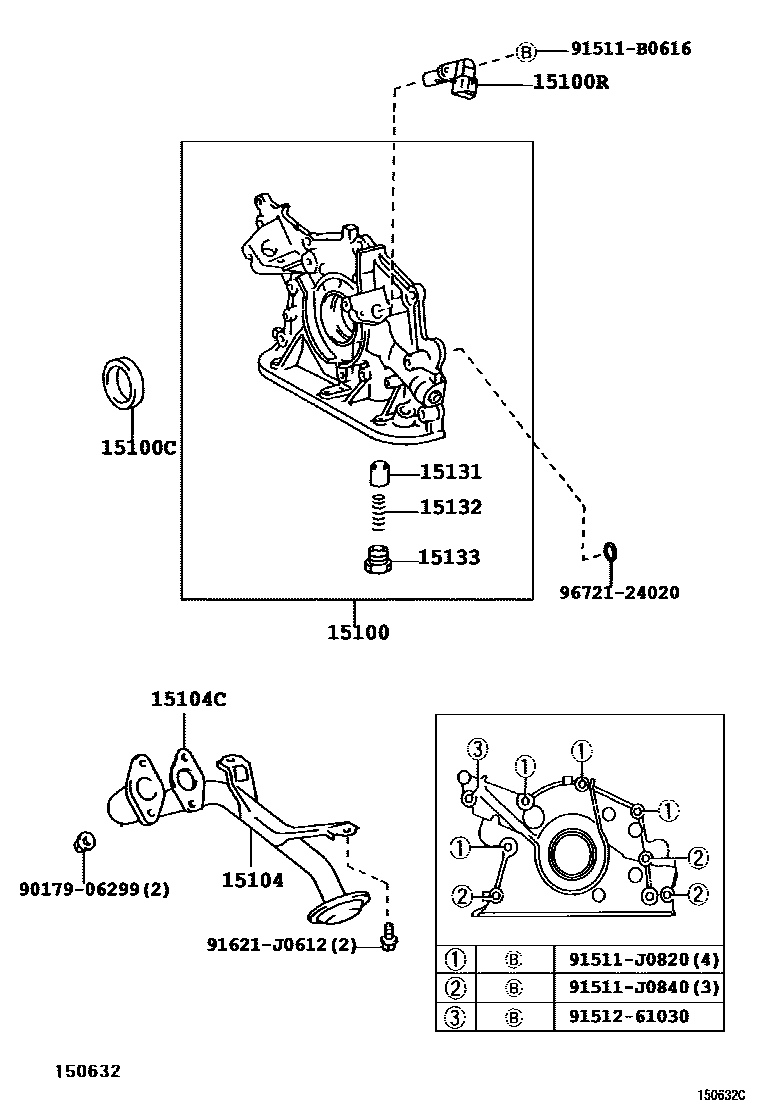 Toyota HILUX Engine Oil Pump EPC diagram — 150632C