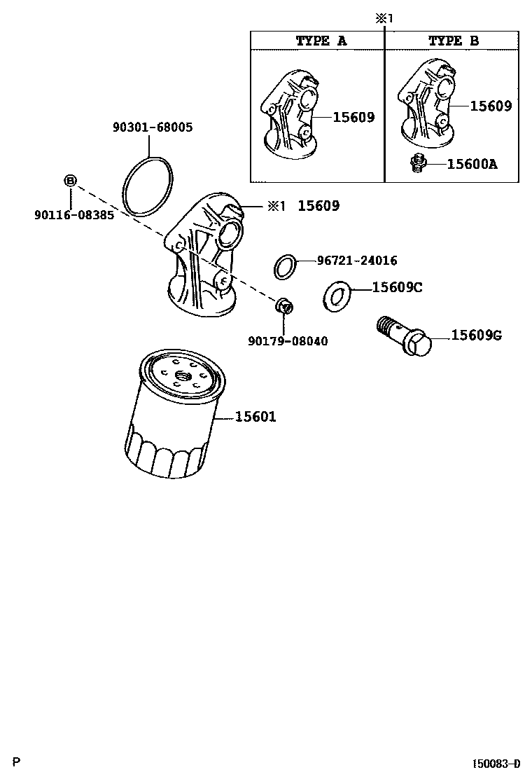 Toyota HILUX Oil Filter EPC diagram — 150083D