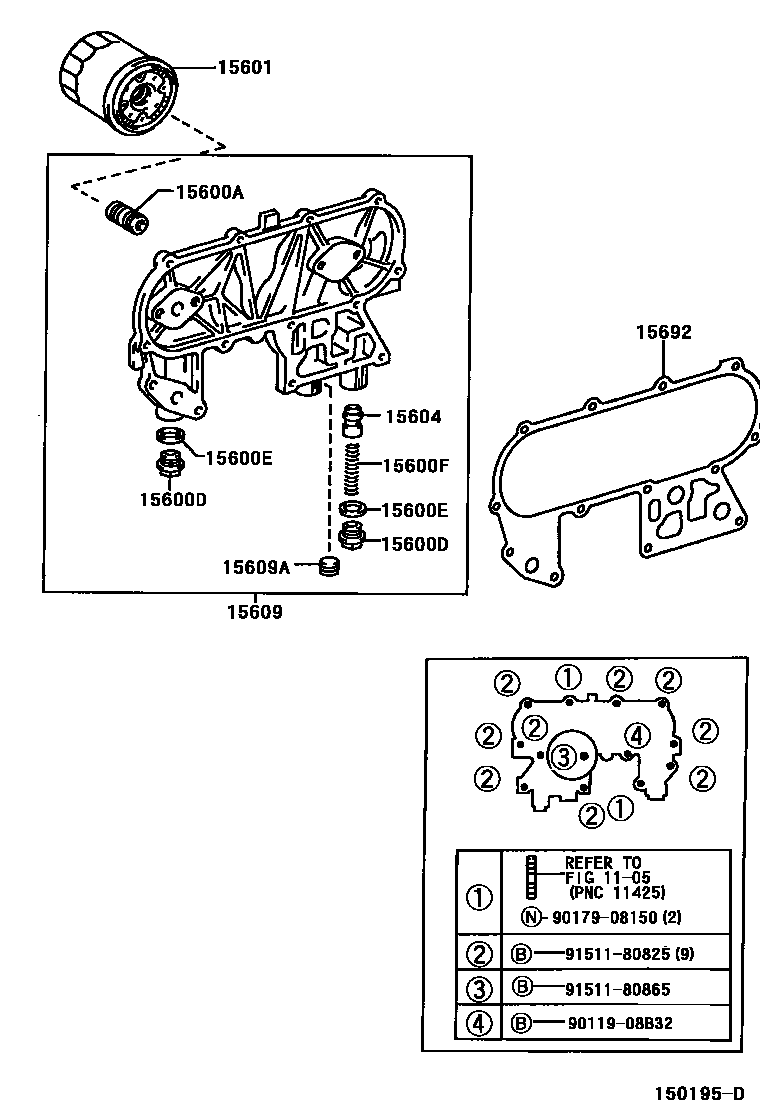 Toyota HILUX Oil Filter EPC diagram — 150195D
