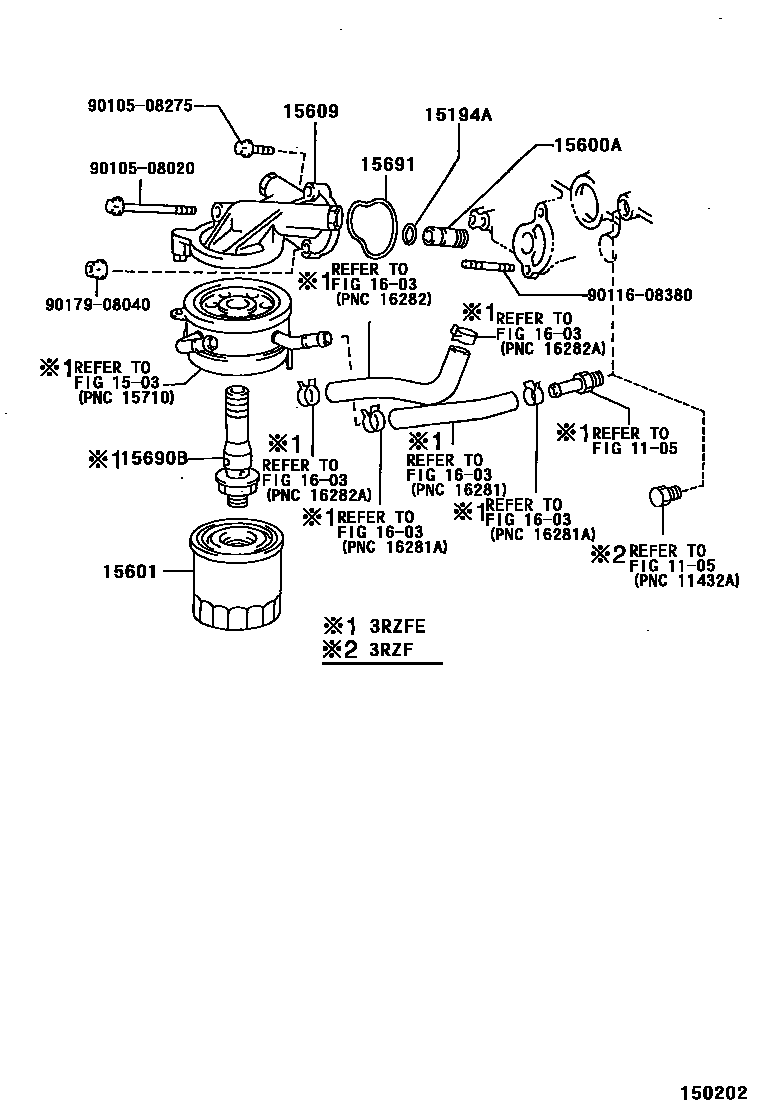 Toyota HILUX Oil Filter EPC diagram — 150202