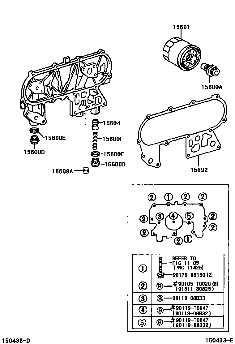 Toyota HILUX Oil Filter EPC diagram — 150433E