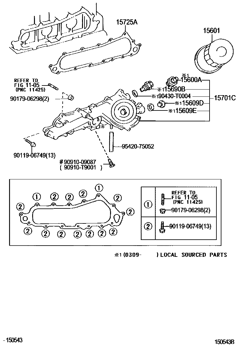 Toyota HILUX Oil Filter EPC diagram — 150543B