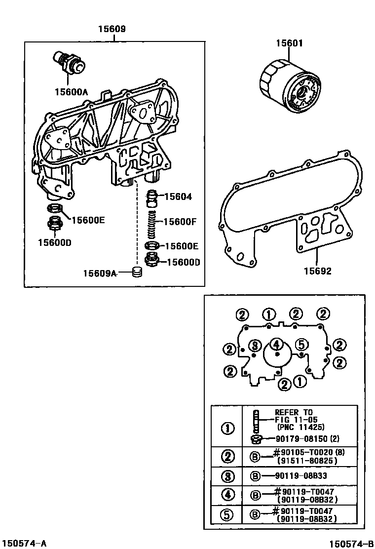 Toyota HILUX Oil Filter EPC diagram — 150574B
