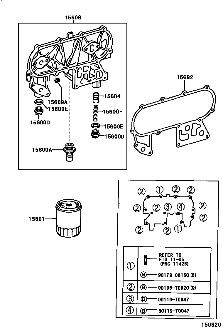 Toyota HILUX Oil Filter EPC diagram — 150620