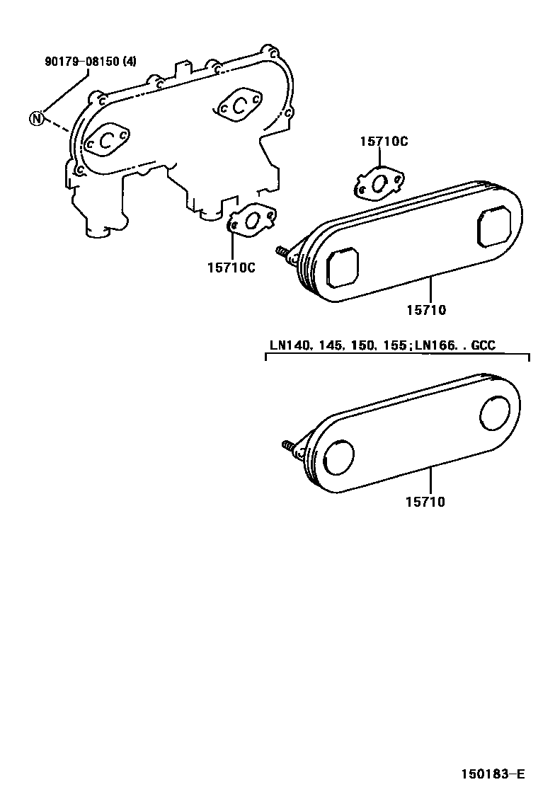 Toyota HILUX Engine Oil Cooler EPC diagram — 150183E