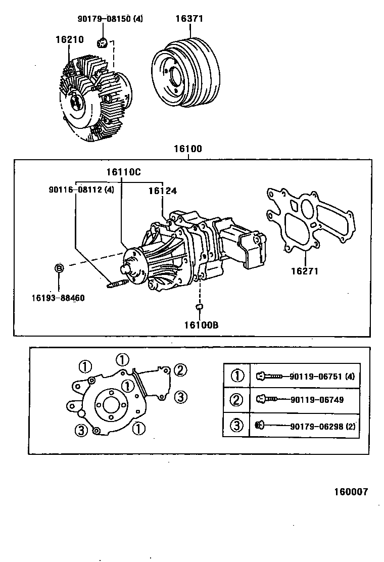 Toyota HILUX Water Pump EPC diagram — 160007