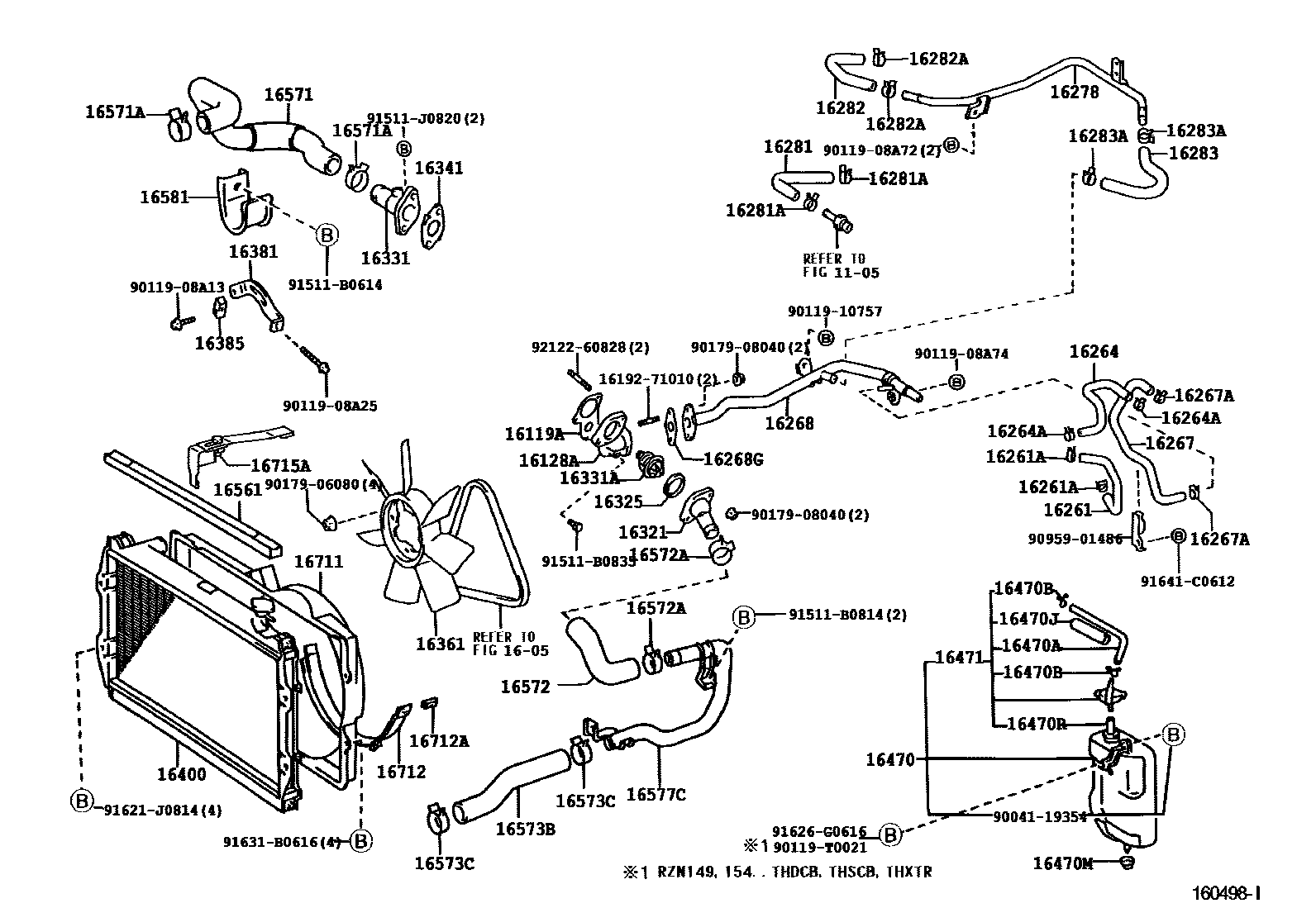 Toyota HILUX RADIATOR & WATER OUTLET EPC diagram — 160498I