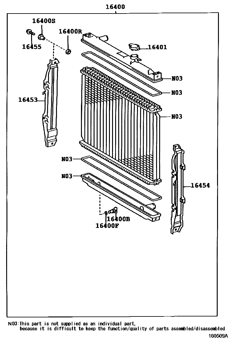 Toyota HILUX RADIATOR & WATER OUTLET EPC diagram — 160509A