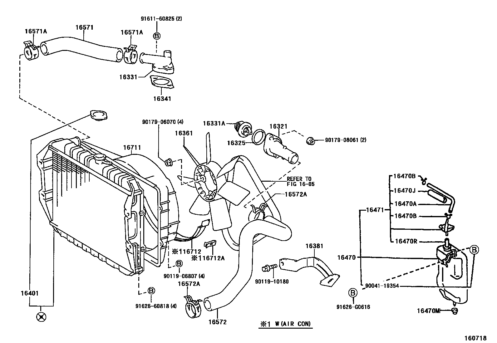 Toyota HILUX RADIATOR & WATER OUTLET EPC diagram — 160718