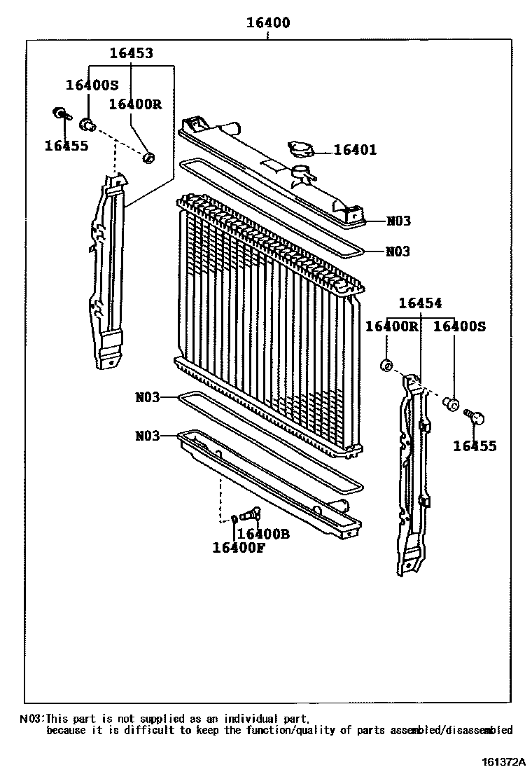 Toyota HILUX RADIATOR & WATER OUTLET EPC diagram — 161372A