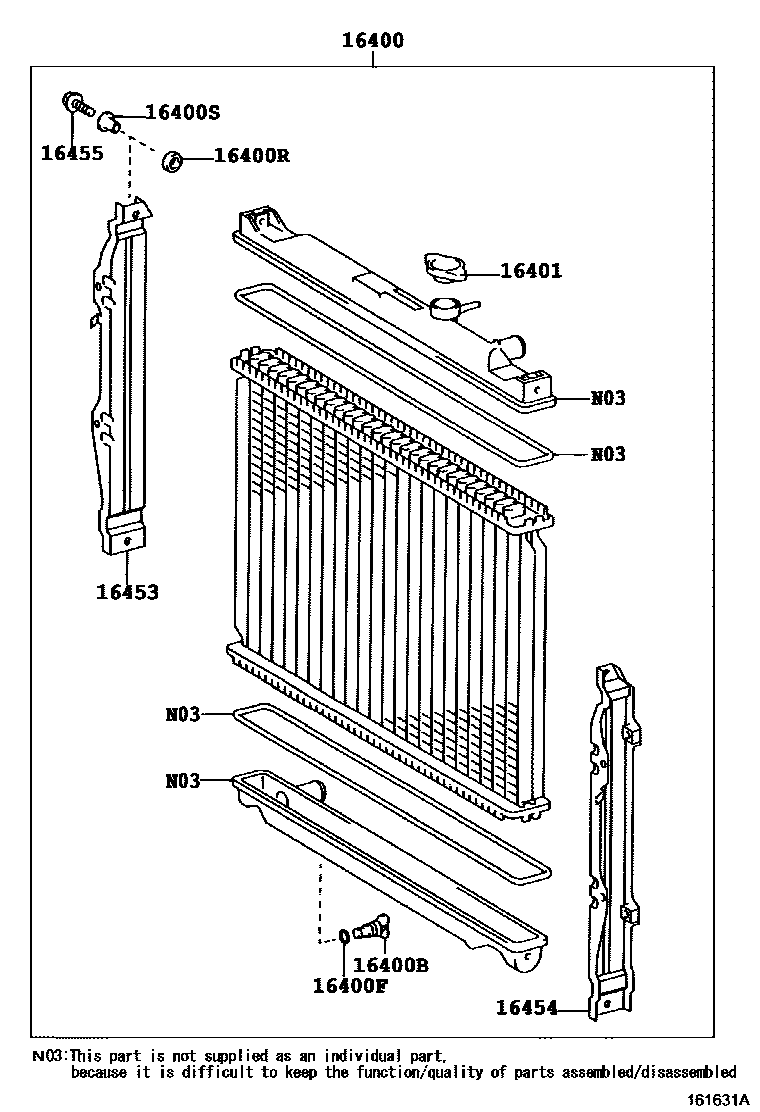 Toyota HILUX RADIATOR & WATER OUTLET EPC diagram — 161631A