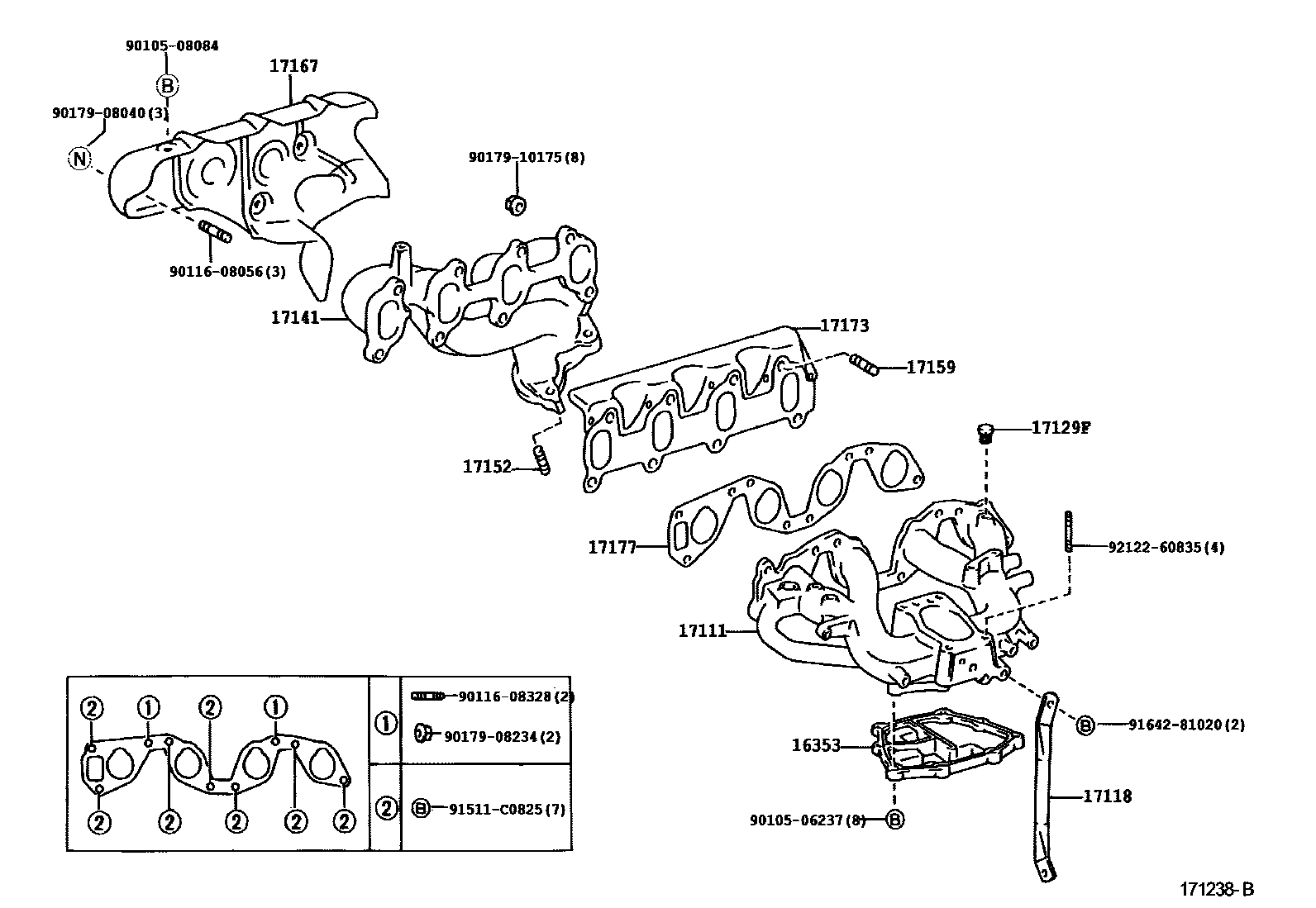 Toyota HILUX Manifold EPC diagram — 171238B