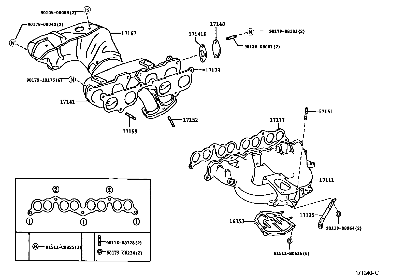 Toyota HILUX Manifold EPC diagram — 171240C