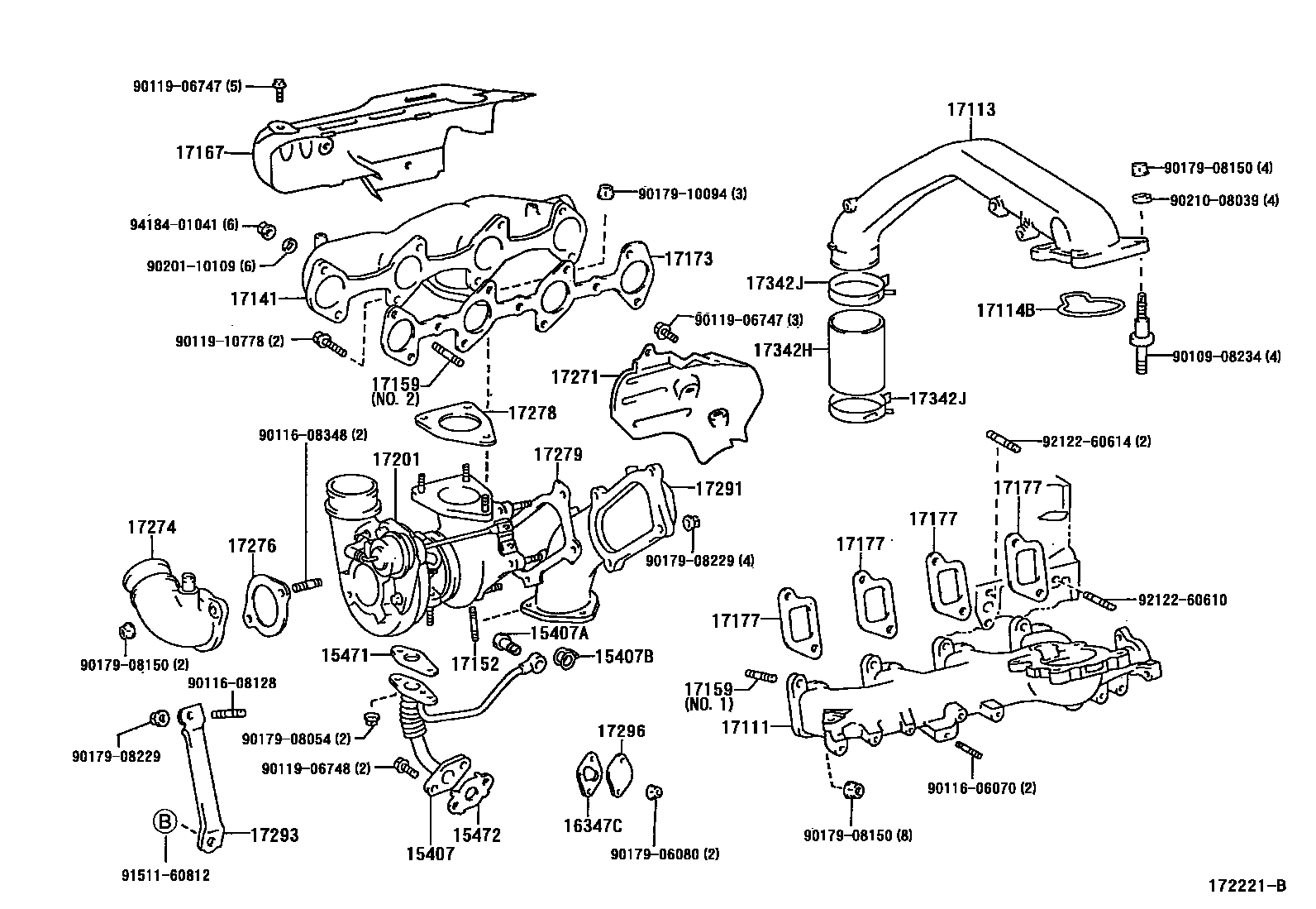 Toyota HILUX Manifold EPC diagram — 172221B
