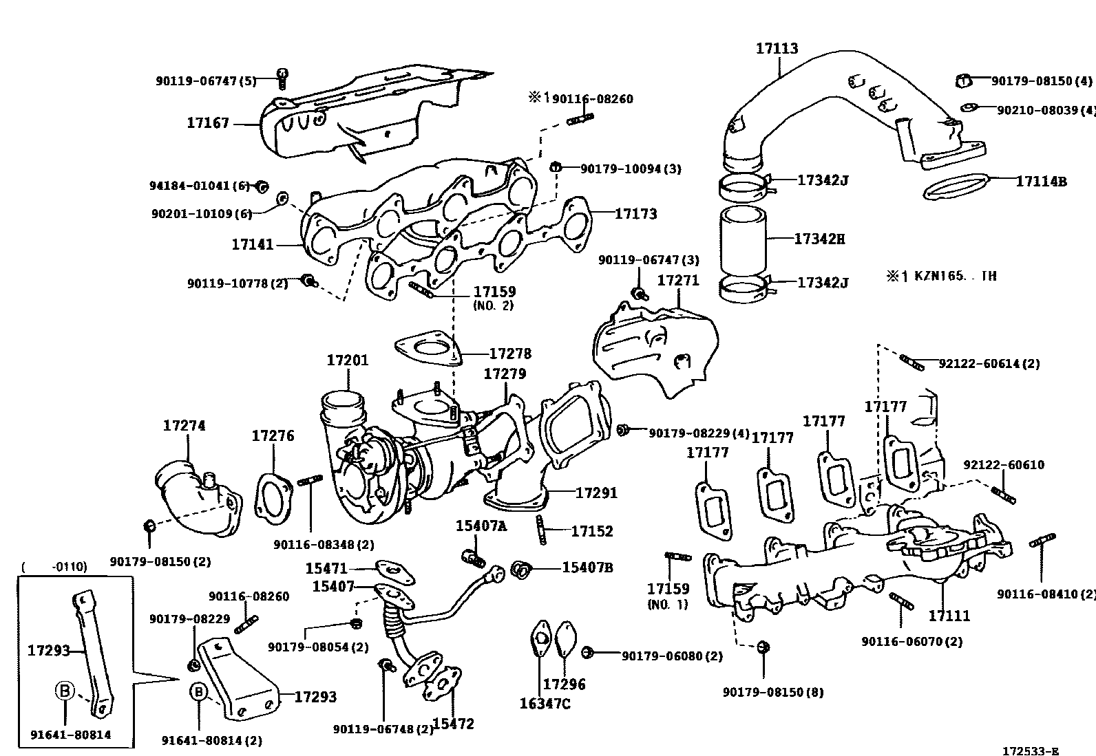 Toyota HILUX Manifold EPC diagram — 172533E