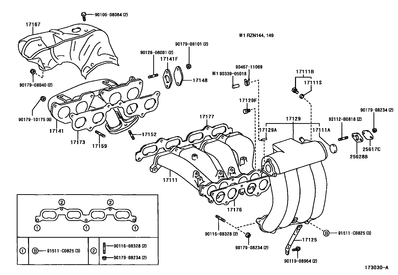 Toyota HILUX Manifold EPC diagram — 173030A